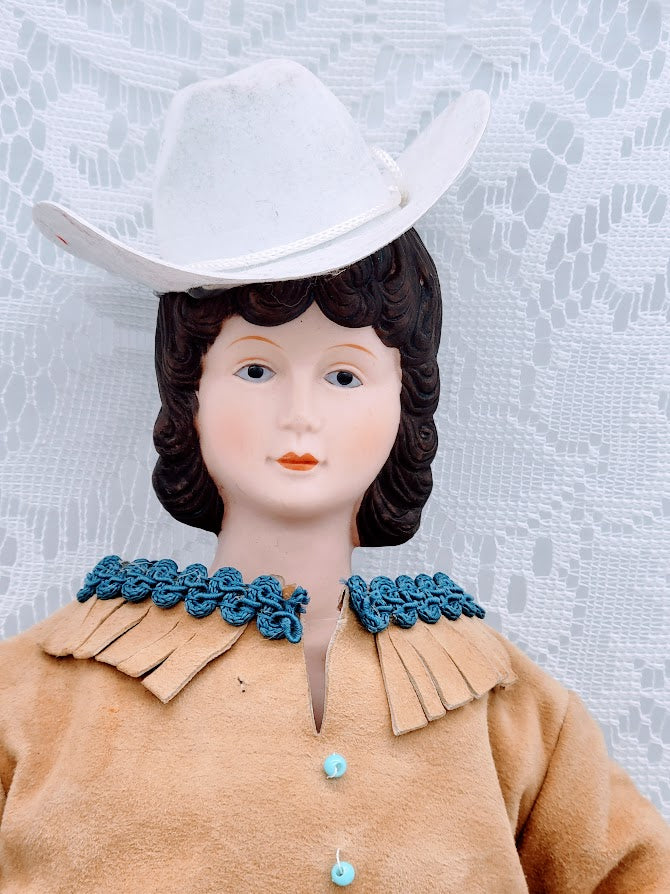 "Hot" Mary Haunted Doll ~ 17" Bisque Handmade Cowgirl Vessel ~ Paranormal ~ Serious Guardian ~ Warrior Energy ~ Armed