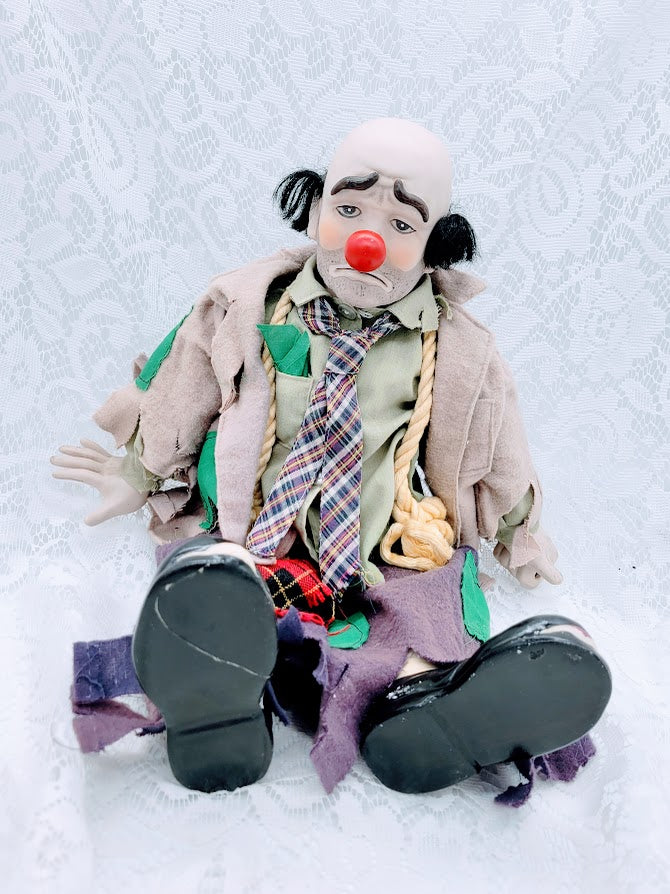 Russel Haunted Doll ~ 19" Porcelain Hobo Clown Vessel ~ Paranormal ~ Sad ~ Draining Energy ~ HIGHY ACTIVE