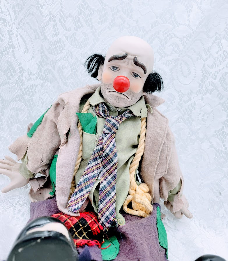 Russel Haunted Doll ~ 19" Porcelain Hobo Clown Vessel ~ Paranormal ~ Sad ~ Draining Energy ~ HIGHY ACTIVE