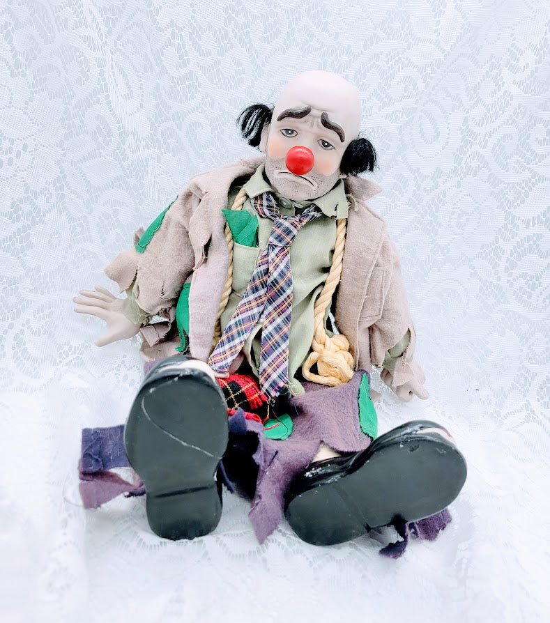 Russel Haunted Doll ~ 19" Porcelain Hobo Clown Vessel ~ Paranormal ~ Sad ~ Draining Energy ~ HIGHY ACTIVE