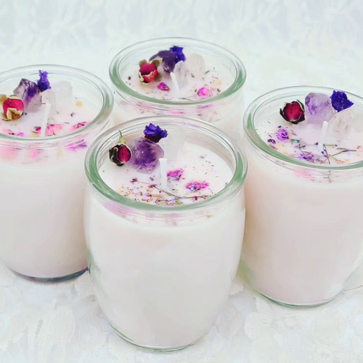 Faerie Energy Candles ~  Amethyst Point ~ Fae Flowers ~ Scented Soy Wax Candle ~ Bring the Fae to You ~ Attracting Magick