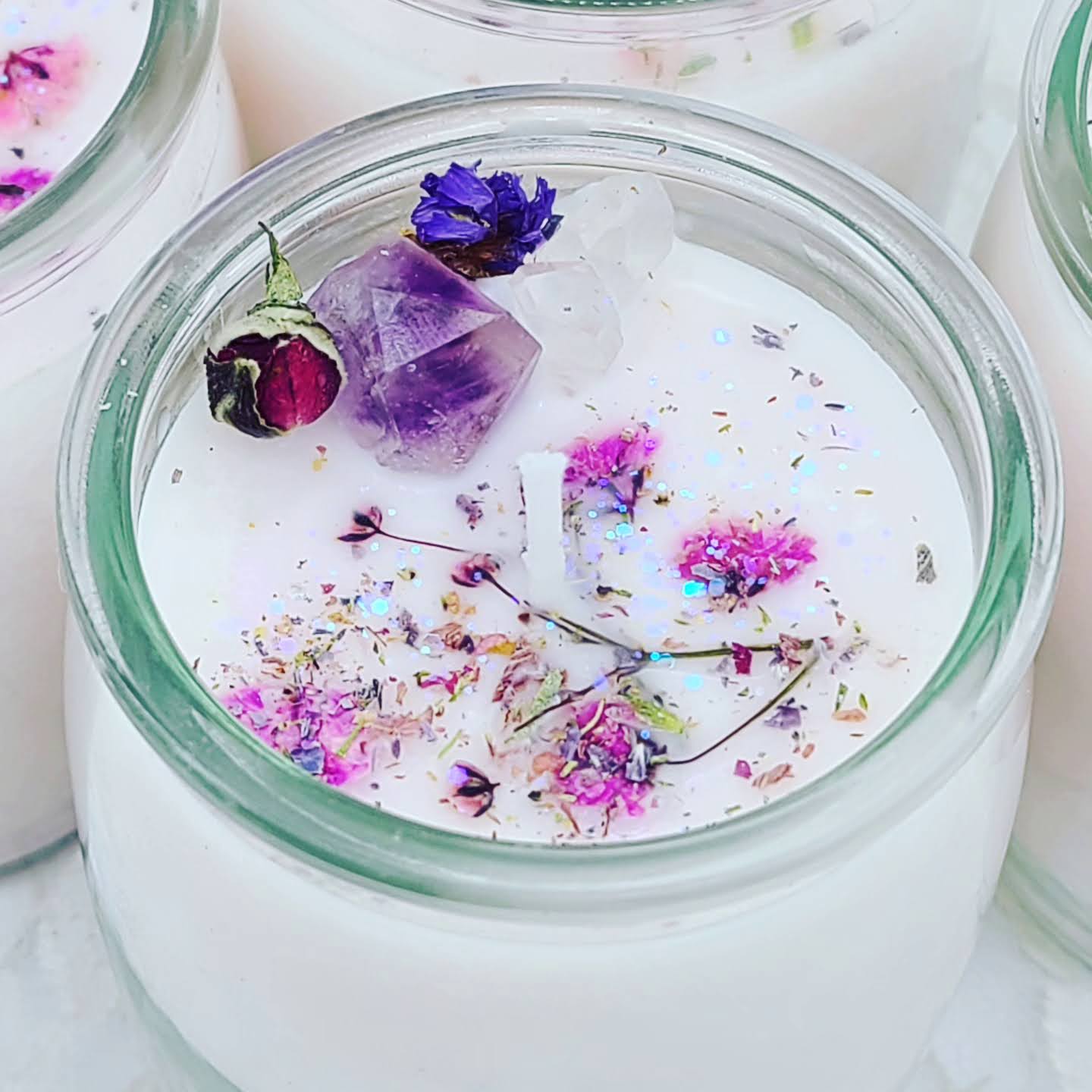 Faerie Energy Candles ~  Amethyst Point ~ Fae Flowers ~ Scented Soy Wax Candle ~ Bring the Fae to You ~ Attracting Magick