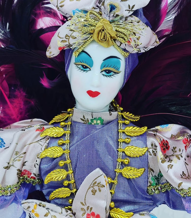Aleyde Haunted Doll ~ 17" Feathered New Orleans Harlequin French Mime Clown Porcelain Vessel ~ Paranormal ~ Strange Woman ~ DRAMATIC ~ HIGHLY Active
