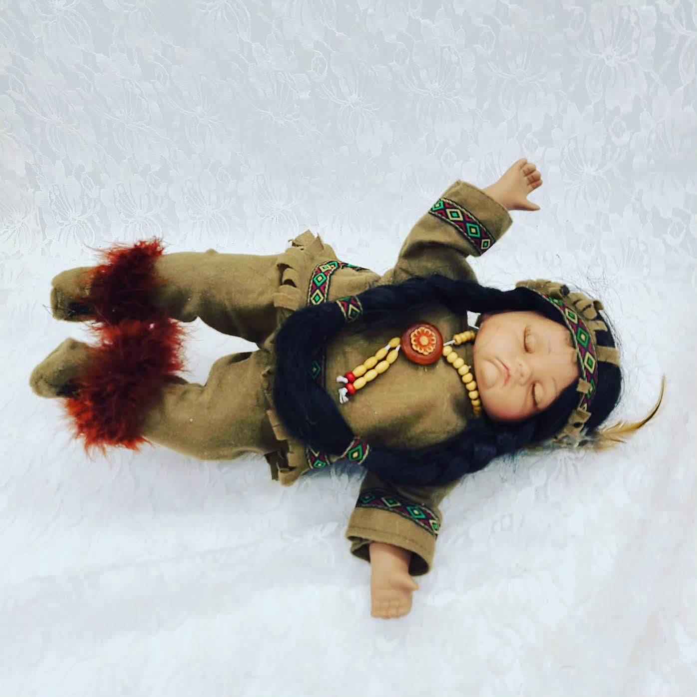 Water (Lushootseed word: qwuʔ) Haunted Doll ~ 17" Sleeping Native American Child Doll ~ Paranormal ~ Tulalip/Skagit Tribe 1890ish ~ OLD SOUL ~  Clairsentient ~ Water and Earth
