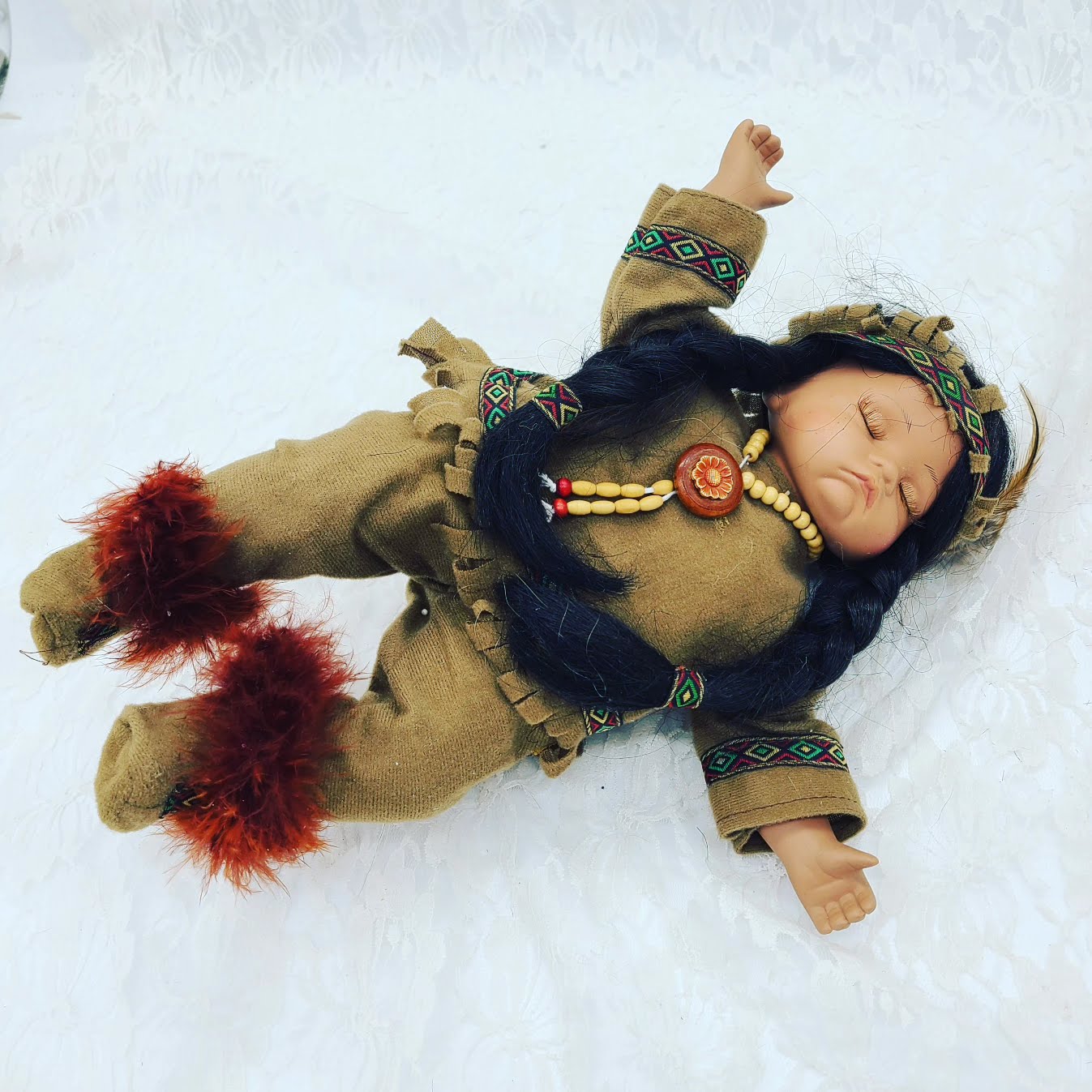 Reserved Allason 11/5 Water (Lushootseed word: qwuʔ) Haunted Doll ~ 17" Sleeping Native American Child Doll ~ Paranormal ~ Tulalip/Skagit Tribe 1890ish ~ OLD SOUL ~  Clairsentient ~ Water and Earth