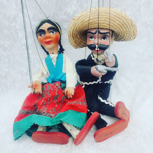 Fiona and Jose ~ Set of Two Haunted Dolls ~ Antique Paper Mache Marionette Puppets from Tijuana in the 60s ~ Paranormal ~ MARRIED/BONDED ~ Must Read