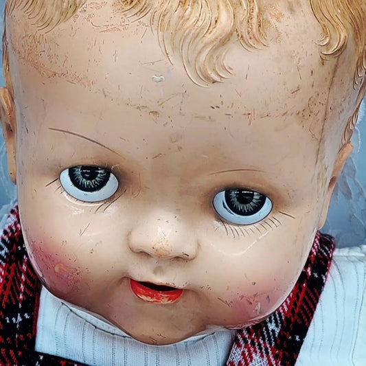 No Reserves Ezra Haunted Doll ~ Antique 26" HUGE Composition Rubber Baby Doll ~ PARANORMAL ~ October Madness ~ SPOOKY ~ Trickster? Demonic? Spooky!