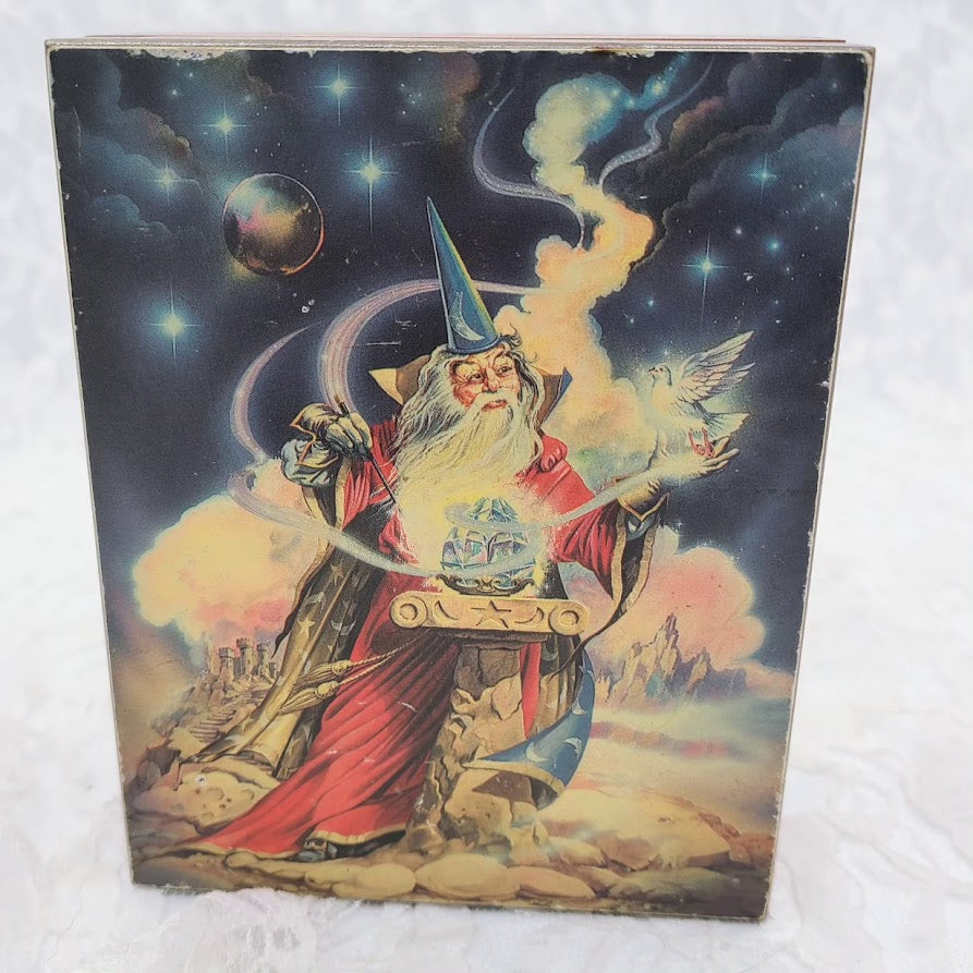 Awesome Vintage Wizard Wooden Box ~ Las Vegas Souvenir ~ 1980s ~ COOL