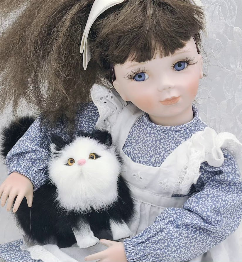 Reserved Joie 2/2 Wendy Lee Haunted Doll ~ 18" Sitting Girl WITH CAT Vessel ~ Paranormal ~ Child Spirit ~ Troublkemaker ~ Desperate for Attention and LOVE