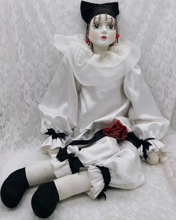 Reserved Christopher 2/12 Odette Haunted Doll ~ 28" HUGE Life Size Vintage Harlequin French Mime Clown Porcelain Vessel ~ Paranormal ~ Posh ~ Storyteller ~ DRAMATIC ~ HIGHLY Active