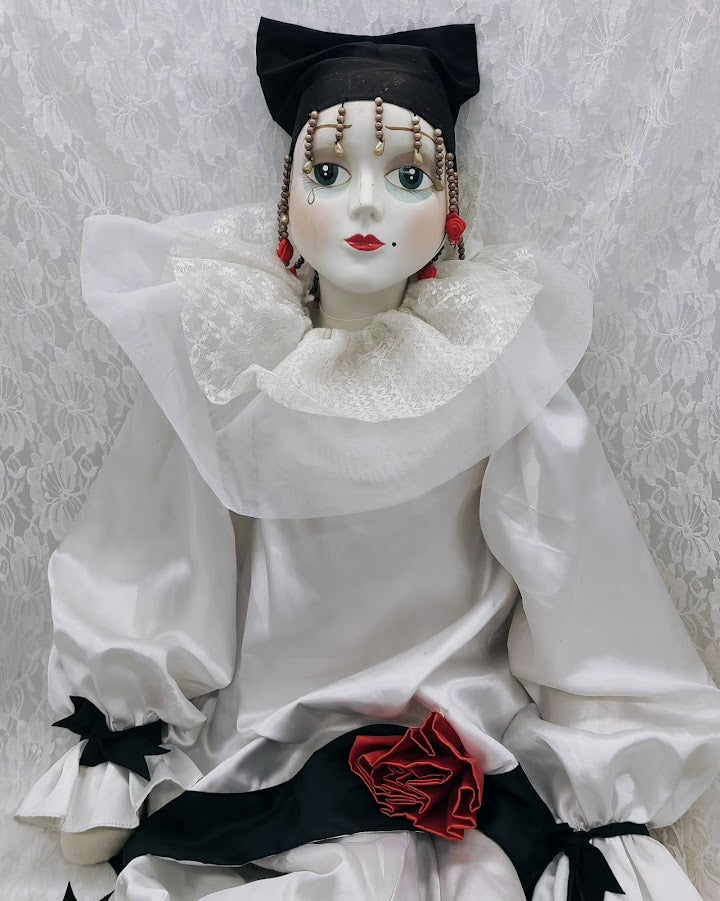 Reserved Christopher 2/12 Odette Haunted Doll ~ 28" HUGE Life Size Vintage Harlequin French Mime Clown Porcelain Vessel ~ Paranormal ~ Posh ~ Storyteller ~ DRAMATIC ~ HIGHLY Active