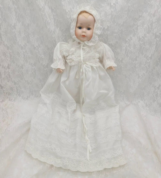 Christina Haunted Doll ~ 17" Porcelain Baby Doll with 26" Dress ~ Paranormal ~ Traumatized Child ~ Must Read ~ Needs Special Caregiver