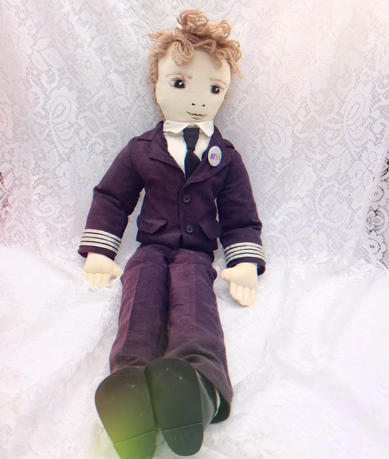 Captain Wendel Haunted Doll ~ 26" Handmade Pilot Cloth Vessel ~ Paranoraml ~ Airline Pilot ~ United Airlines ~ VERY Protective Man
