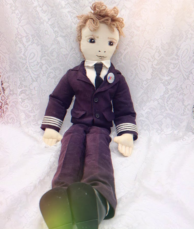 Captain Wendel Haunted Doll ~ 26" Handmade Pilot Cloth Vessel ~ Paranoraml ~ Airline Pilot ~ United Airlines ~ VERY Protective Man