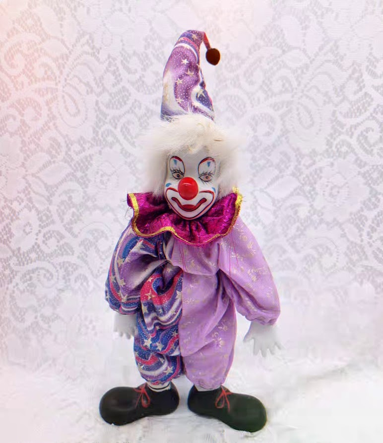 No Reserves Luke Haunted Doll ~ 15" Harlequin French Mime Clown ~ Paranormal ~ Mushrooms and Margaritas ~ Mysterious ~ Strange and Moody