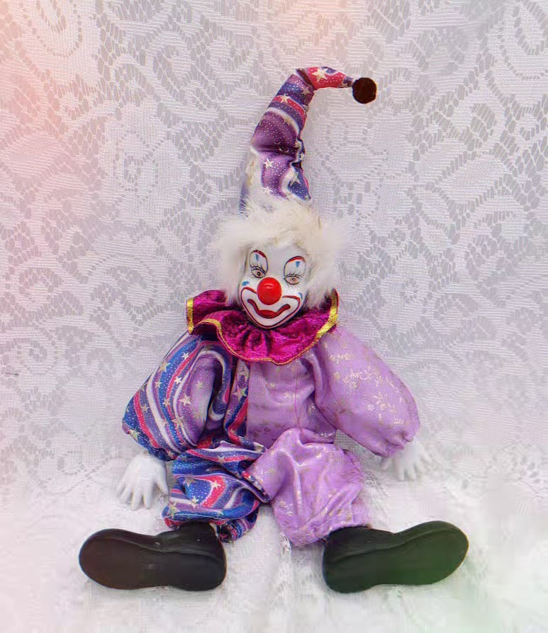 No Reserves Luke Haunted Doll ~ 15" Harlequin French Mime Clown ~ Paranormal ~ Mushrooms and Margaritas ~ Mysterious ~ Strange and Moody