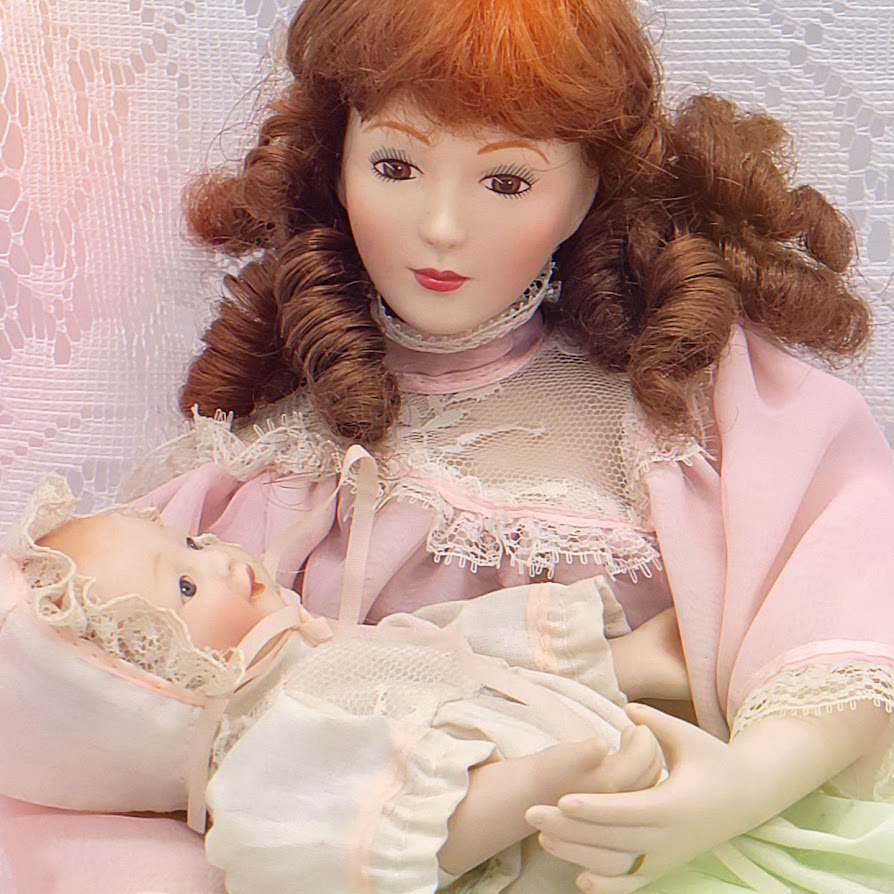 Reserved Kandace 9/18 Angelique & Baby Haunted Dolls ~ 18" Porcelain OOAK Victorian Vessels ~ Paranormal ~ Fertility Energy ~ Motherly Loss ~ Stuck in Emotions