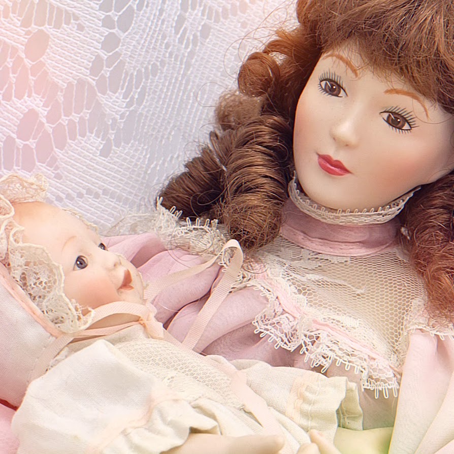 Reserved Kandace 9/18 Angelique & Baby Haunted Dolls ~ 18" Porcelain OOAK Victorian Vessels ~ Paranormal ~ Fertility Energy ~ Motherly Loss ~ Stuck in Emotions