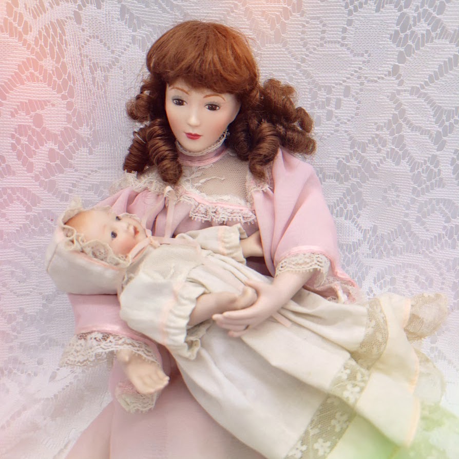 Reserved Kandace 9/18 Angelique & Baby Haunted Dolls ~ 18" Porcelain OOAK Victorian Vessels ~ Paranormal ~ Fertility Energy ~ Motherly Loss ~ Stuck in Emotions