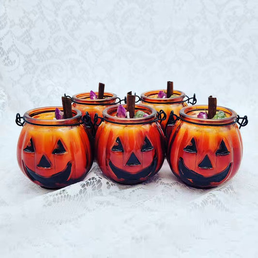 Limited Edition Jack O'Lantern Abundance Candles ~ Hand Poured Scented Soy Wax ~ Cinnamon & Rose ~ Arizona Peridot! REAL GOLD