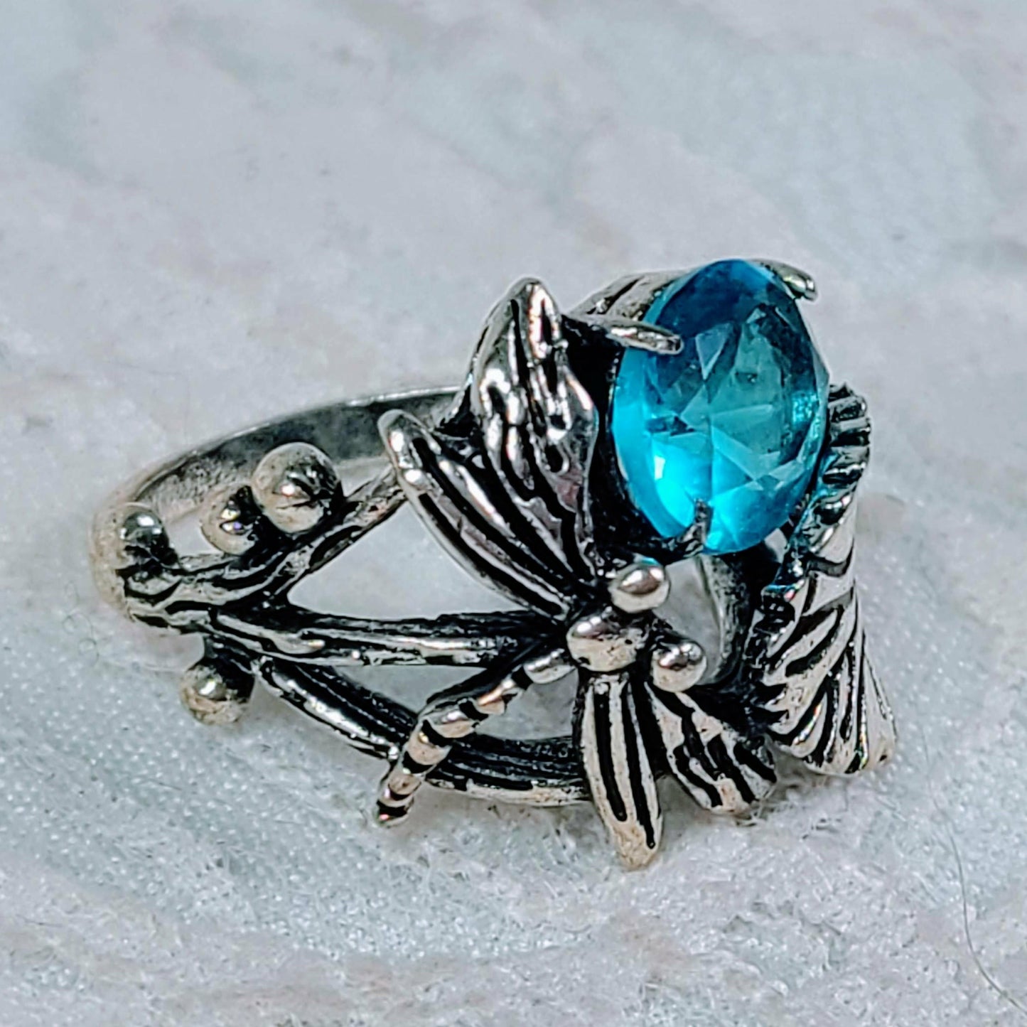 RING Silver Dragonfly Aquamarine Enchanted Fae Faerie Magick Ring RESTOCKED Witchcraft Sidhe Creativity Dreams