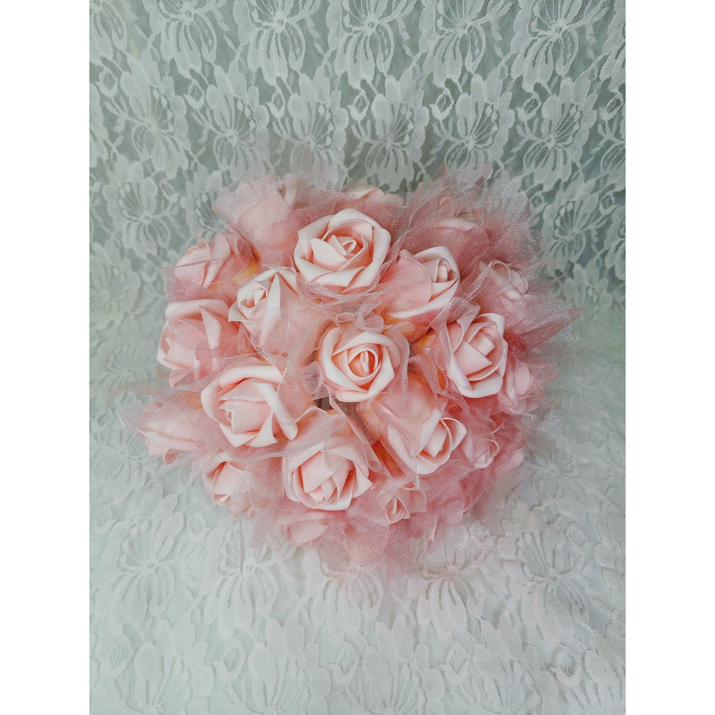 Pink Rose Buds Bouquet Faux Silk Floral Arrangement Wedding Flowers Centerpiece Décor Decorations Floral Arrangement