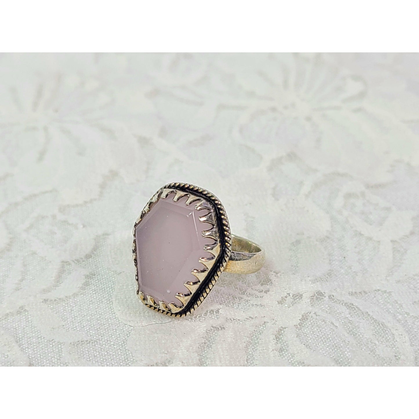 Rose Quartz Coffin Ring 925 Solid Sterling Silver Boho Bali Style Ring ~ LOVE Energy
