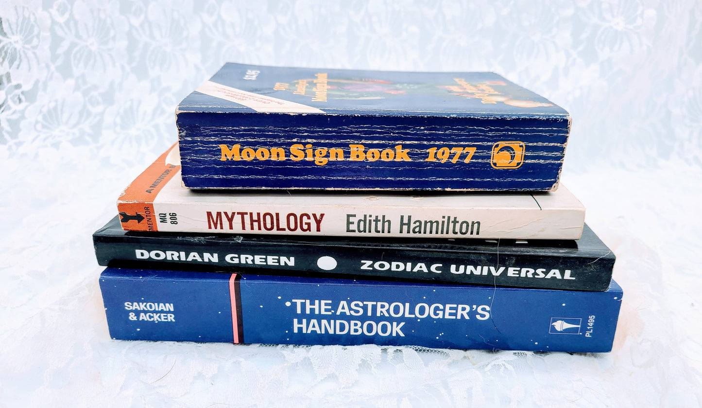 Lot of Four (4) Books 1970s Era Miscellaneous Occult/Astrology/Zodiac/Mythology MUST READ