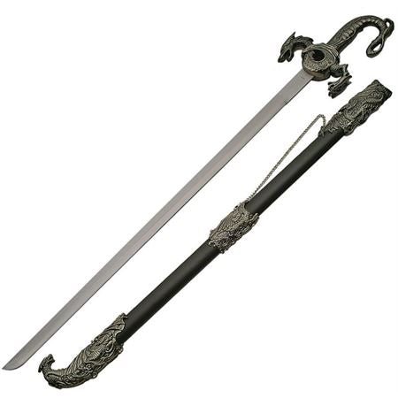 Vintage Silver Dragon Hilt Sword With Dragon Scabbard ~ Stainless Steel UNSHARPENED Blade