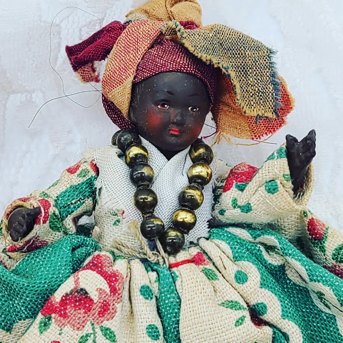 Set of Two (2) Dollhouse Miniature Jointed African American Caribbean Doll 5" ~ 1950's ~ Celluloid ~ Jointed