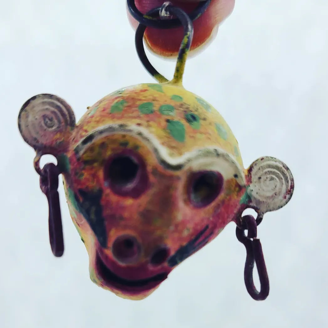 Handmade Metalwork Hanuman Monkey Head Charm Pendant ~ OLD ~ Use for Amulets or Make Something