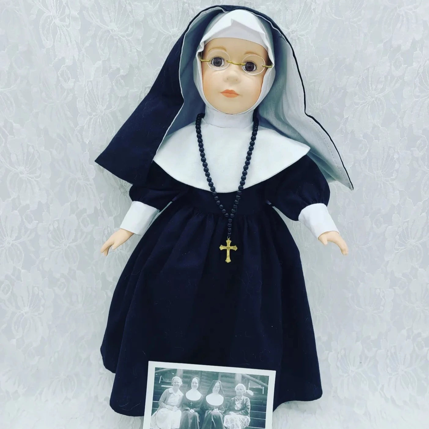 Reserved Emily 8/24 Sister Rose Carmel ~ 17" Porcelain Nun Doll ~ Paranormal ~ Comes with Photograph ~ Strange History