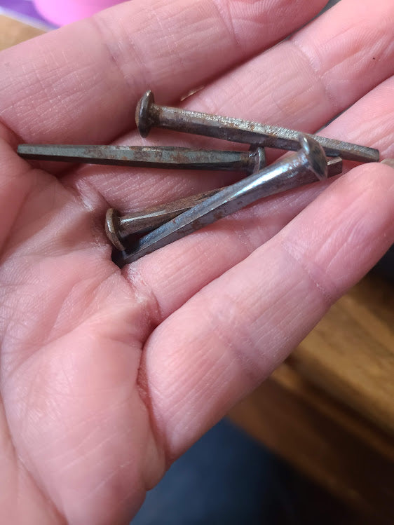Coffin Nails ~ Lot of Five (5) Rosewood Iron Coffin Nails ~ Baneful work, Curses, and Protection Uses