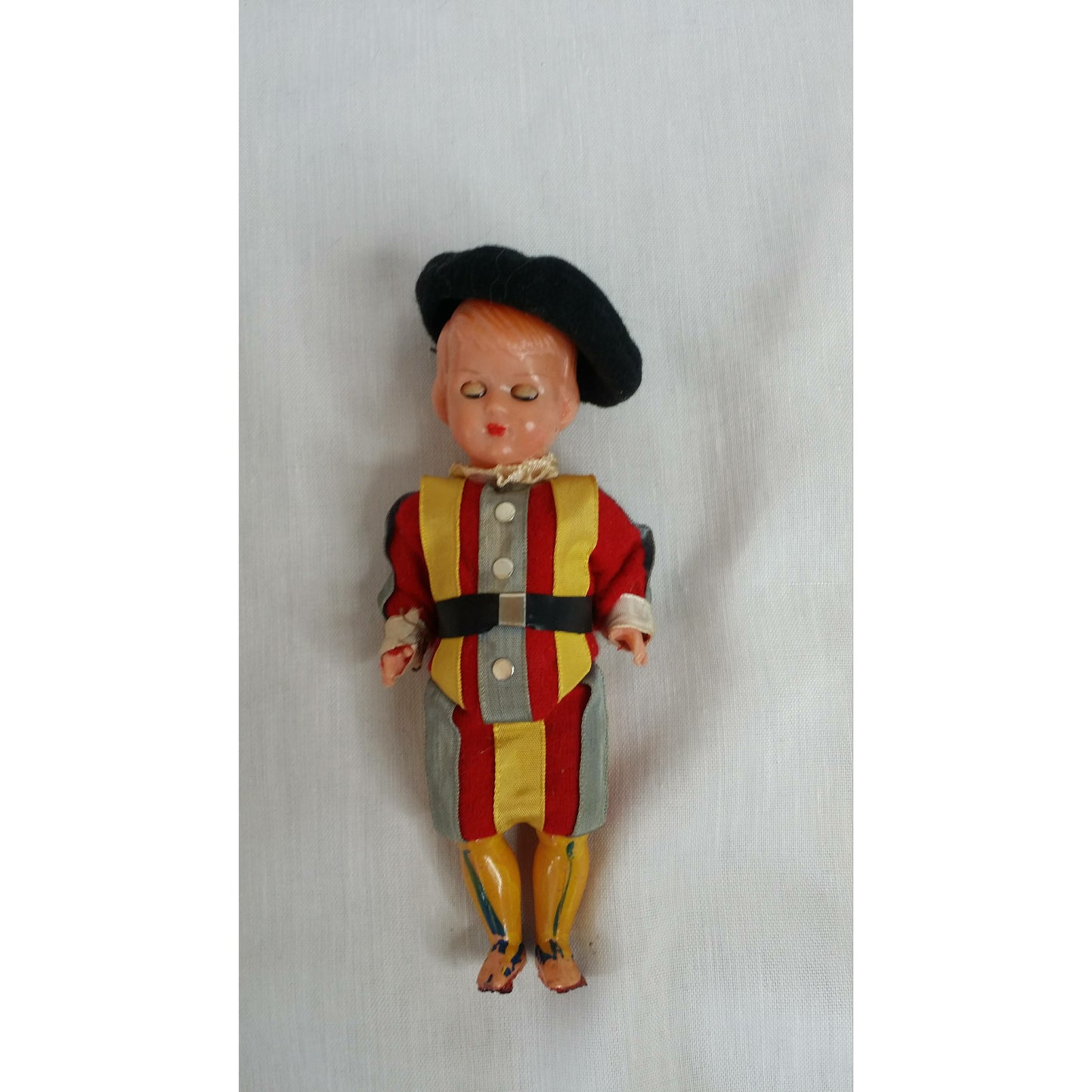 Vatican Guard ~ Hard Plastic Vintage 1950s 6" Inch Celluloid Boy Doll ~ Jointed Arms & Legs ~ Painted Legs ~ Sleepy Eyes