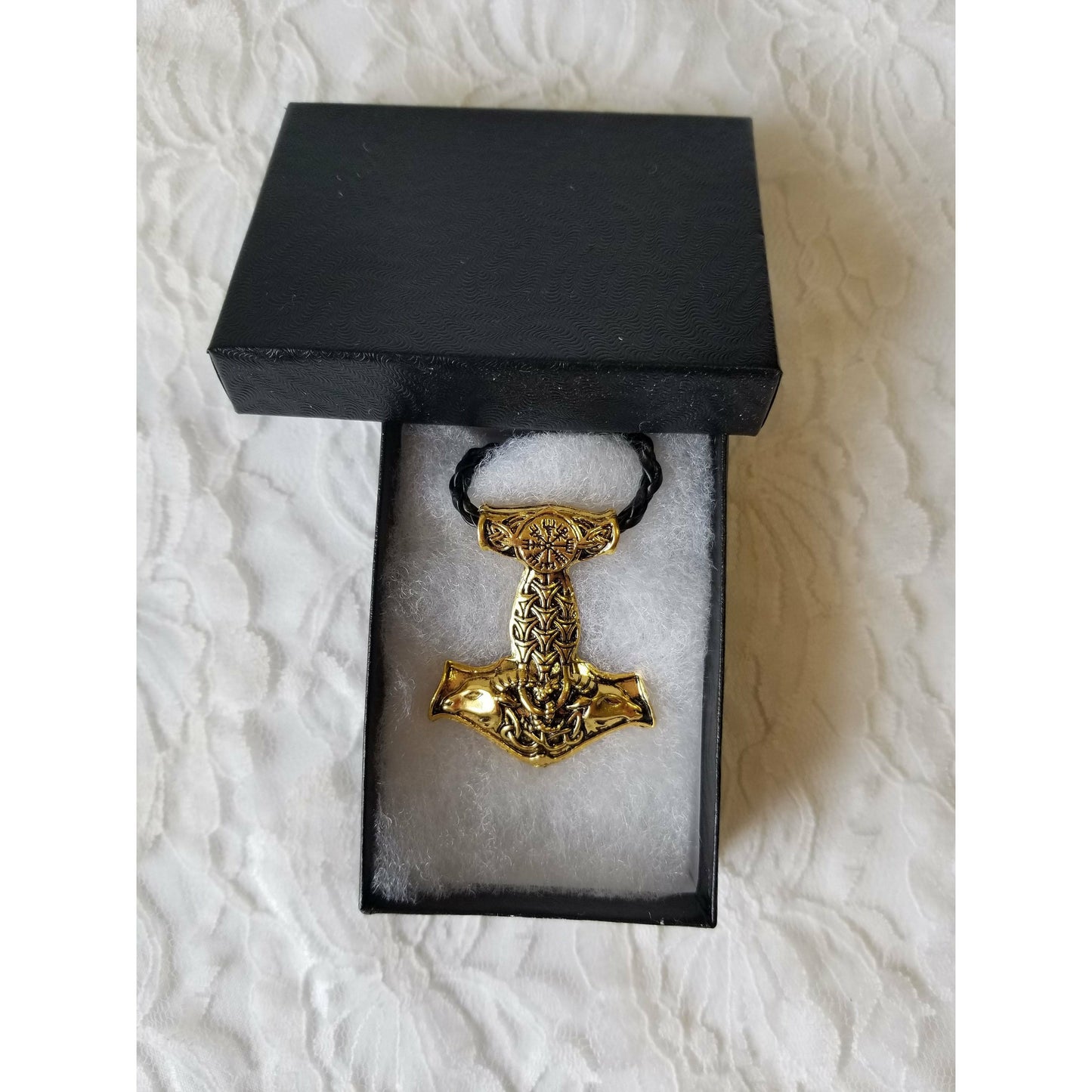 Seiðr THOR's HAMMER Mjölnir Necklace Gift for Him (or Her) Talisman Amulet Pendant ~ Silver or Gold ~ Braided Leather~ Ásatrú Blessing