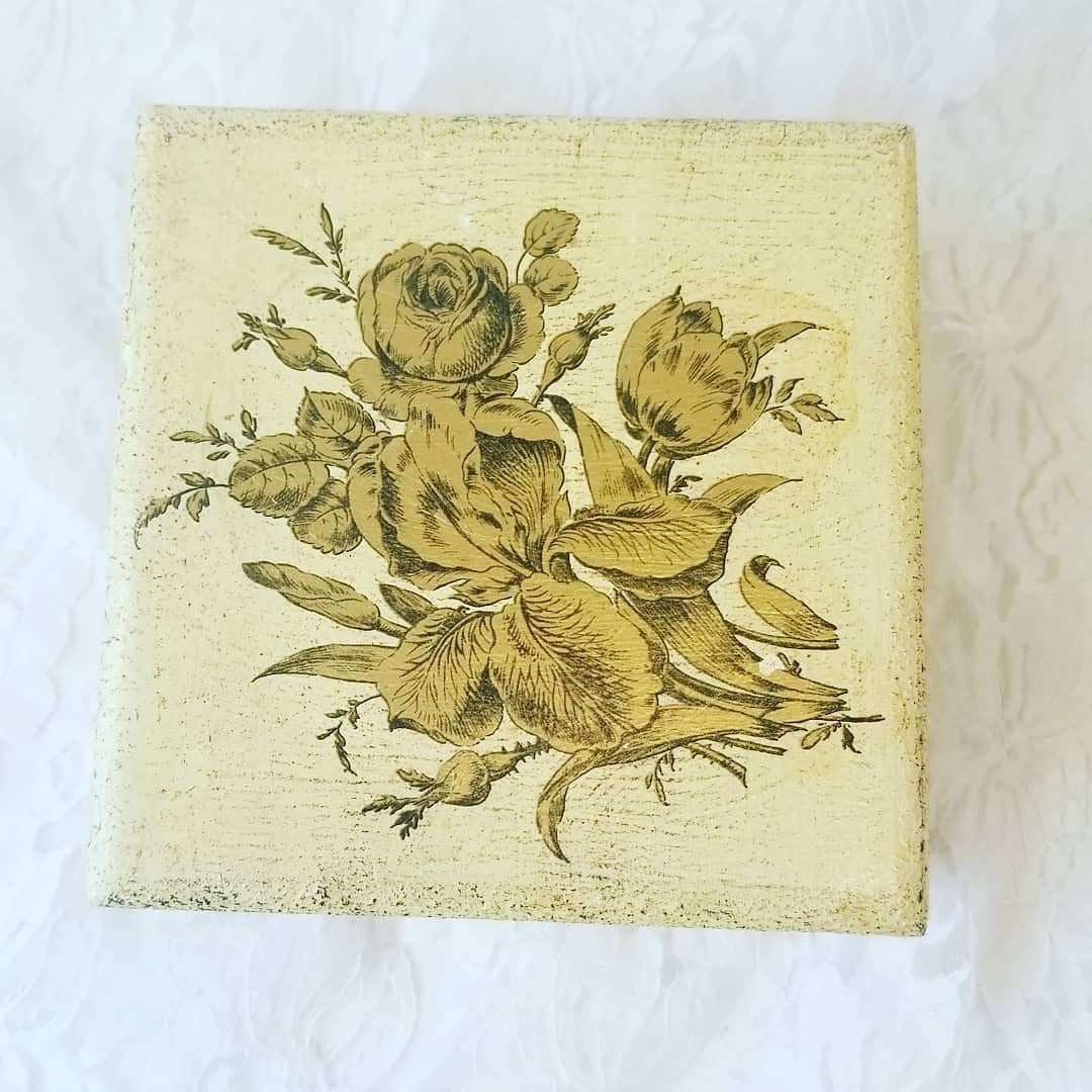 Vintage Florentia Hinged Wood Box ~ Hand Painted ~ Made in Italy ~ Numbered ~ Keepsakes Box ~ Rare Collectible Wooden Trinket Box