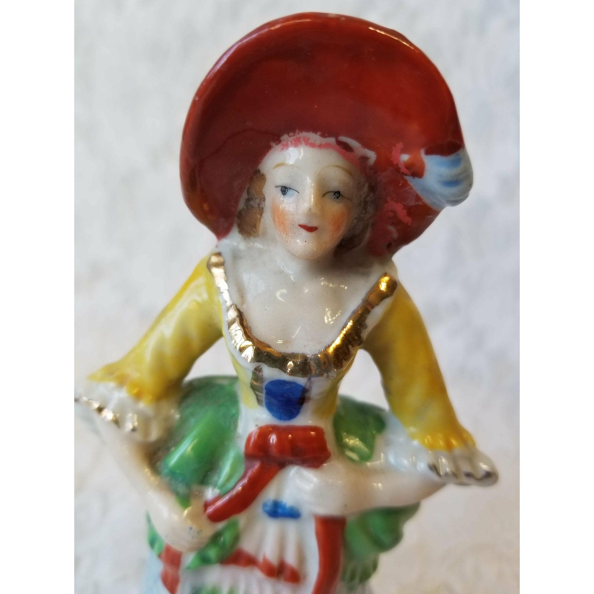 Victorian Porcelain Bisque Figurine ~ Made in Post-War Japan~ Vintage 1940-50 ~ Hand Painted ~ Marked on Bottom