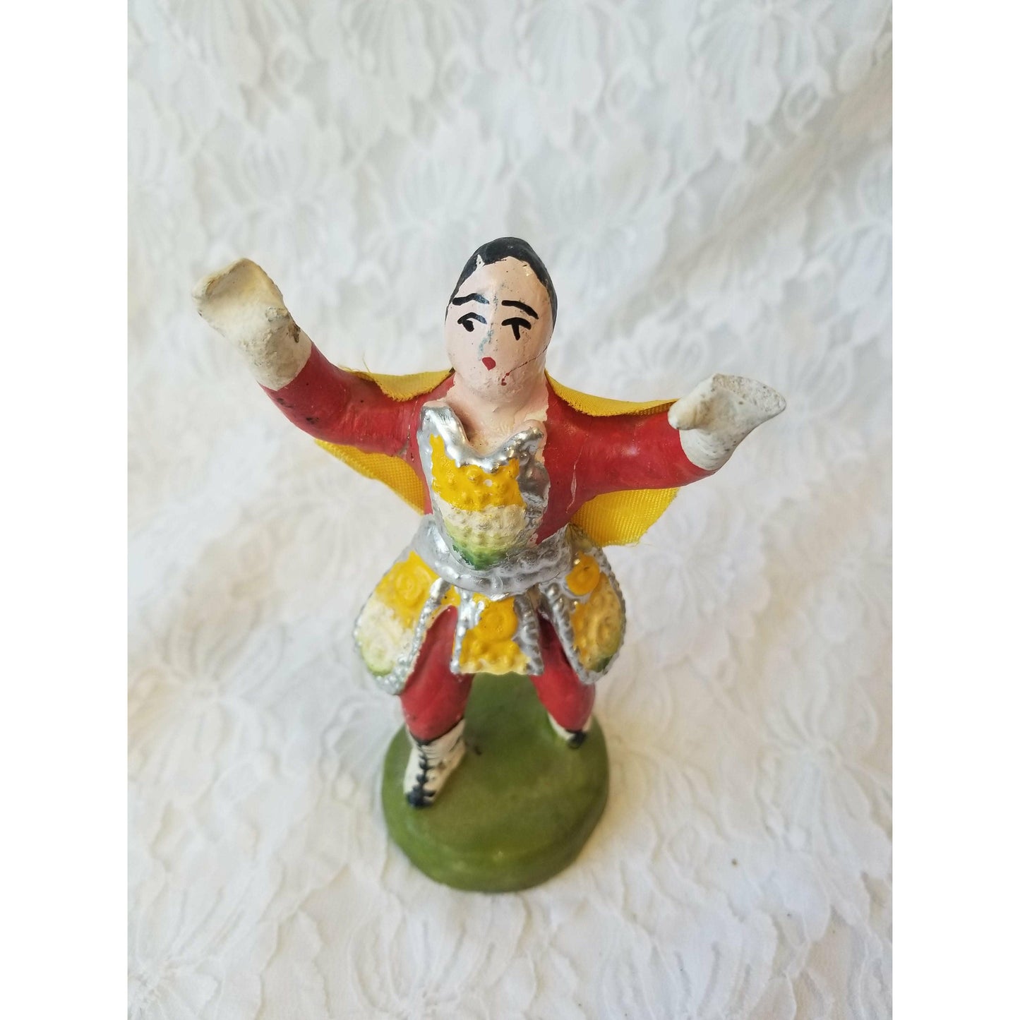 Mexican Wrestling Nacho Libre Figurine ~ Possibly Paper Mache and/or Clay ~ Made in Mexico ~ Rare and HTF Wrestler Figurine CLEARANCE