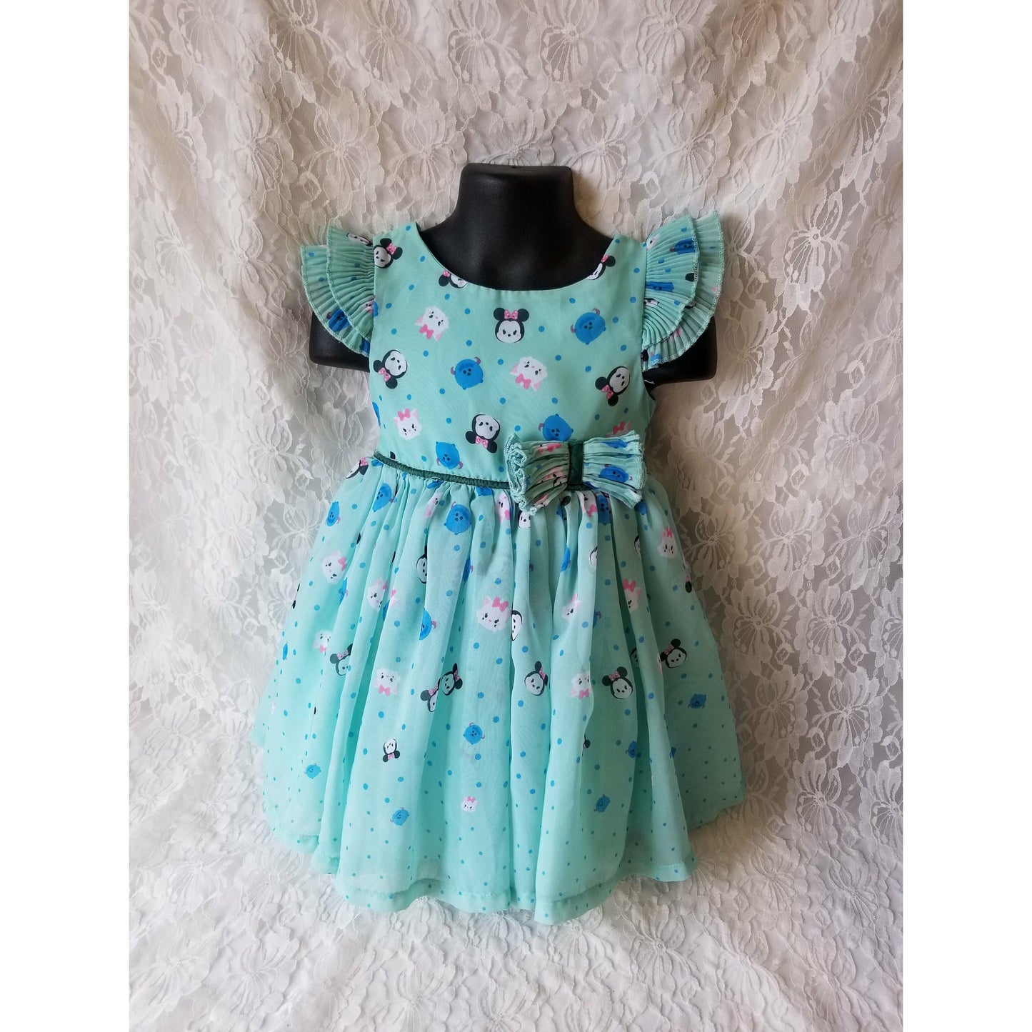 Disney Tsum Tsum Dress for Toddler Child or Large Doll ~ Size 2T ~ Chiffon Overlay ~ Cute!