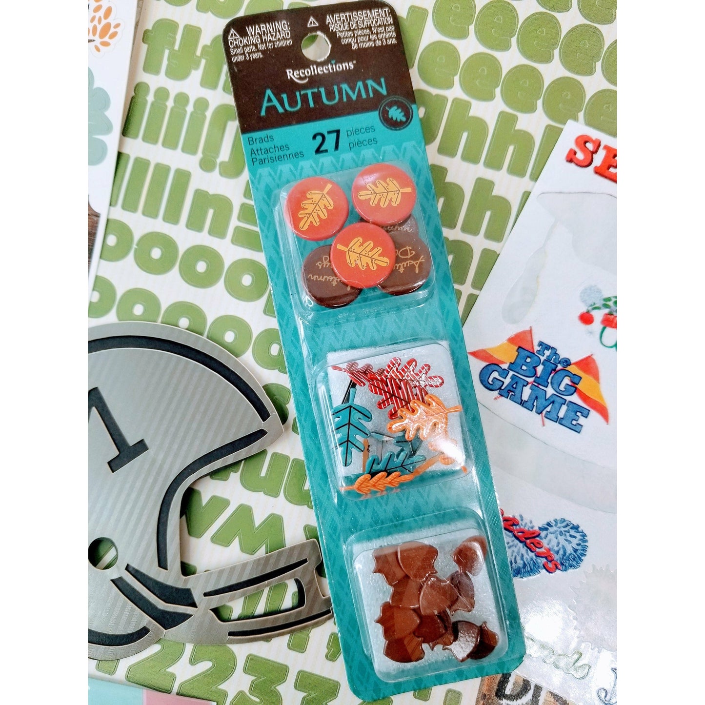 SCRAPBOOKING ~ LOT of Sports-Themed Stickers, Die Cuts, Brads, and Scrapbooking Supplies for Paper Crafts, Card-making, Scrapbooks