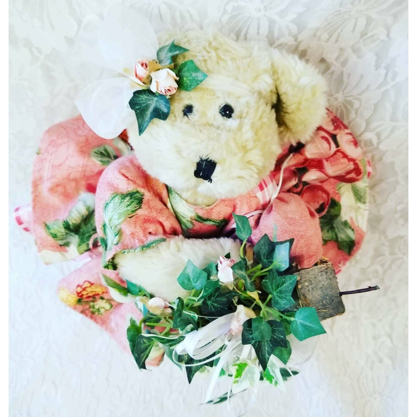 Handmade Teddy Bear ~ OOAK Jointed Art Bear w/ Birdhouse in Hand ~ Jointed, Handmade ~ Unique and Original