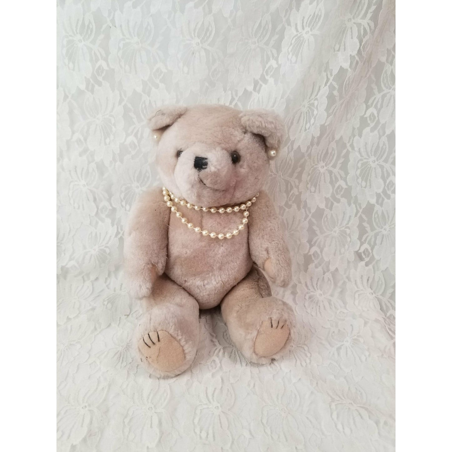 Handmade PLUSH Teddy Bear ~ OOAK Jointed Art Bear w/ Pearls ~ Ready for Dressing
