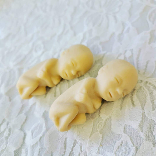 Restocked! Set of TWO (2) Silicone Fetus Babies ~ Squeezable ~ Paintable ~ Squishable ~ OOAK ~ Fetal Babies ~ Cupcake Toppers ~ Altar Piece