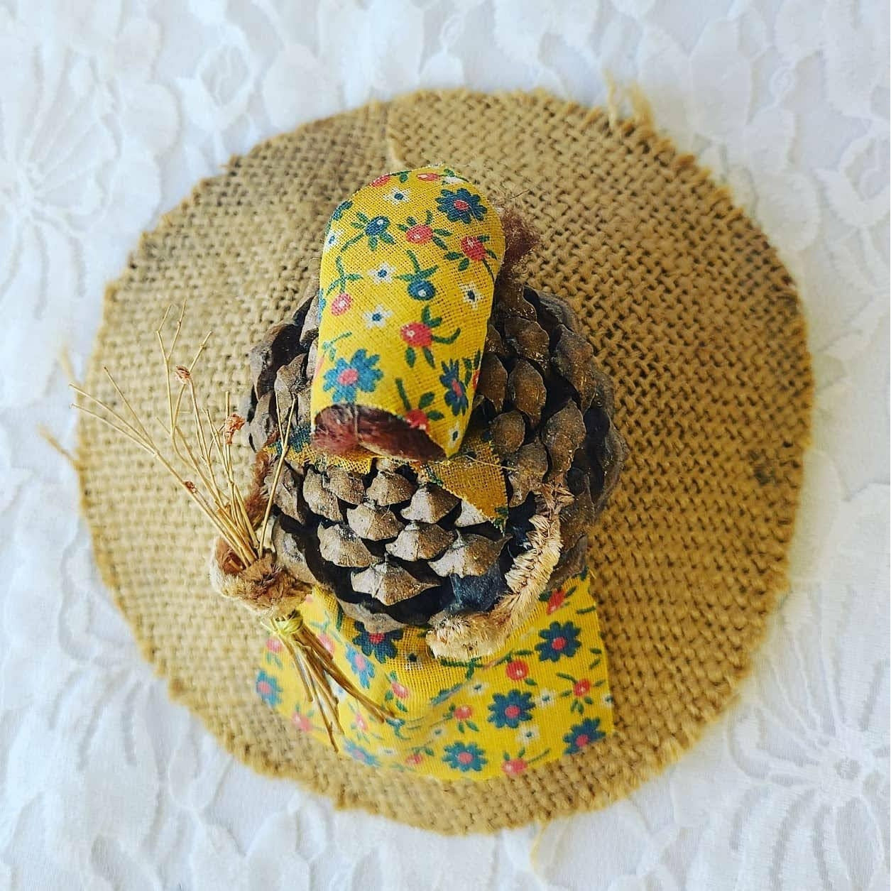 Handmade Pine Cone Doll ~ Prairie Doll ~ Corn Husk Doll ~ Primitive House Blessing Doll ~ 1977 Signed by Artist
