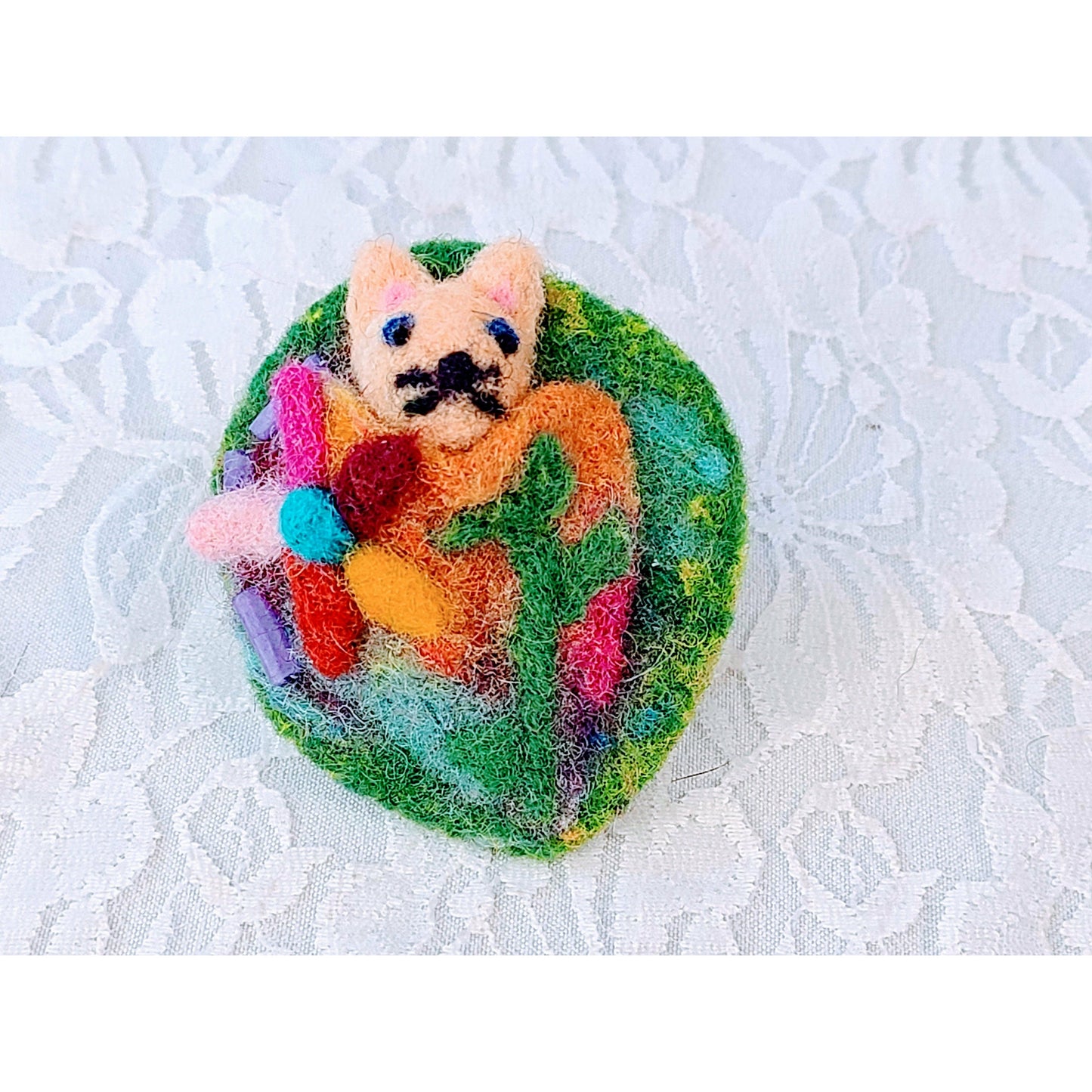 Handmade Set of 3 Felted Brooches Pins ~ Mixed Media Jewelry ~ Unique OOAK Brooch Pin Lapel ~ Christmas Gifts ~ Stocking Stuffers