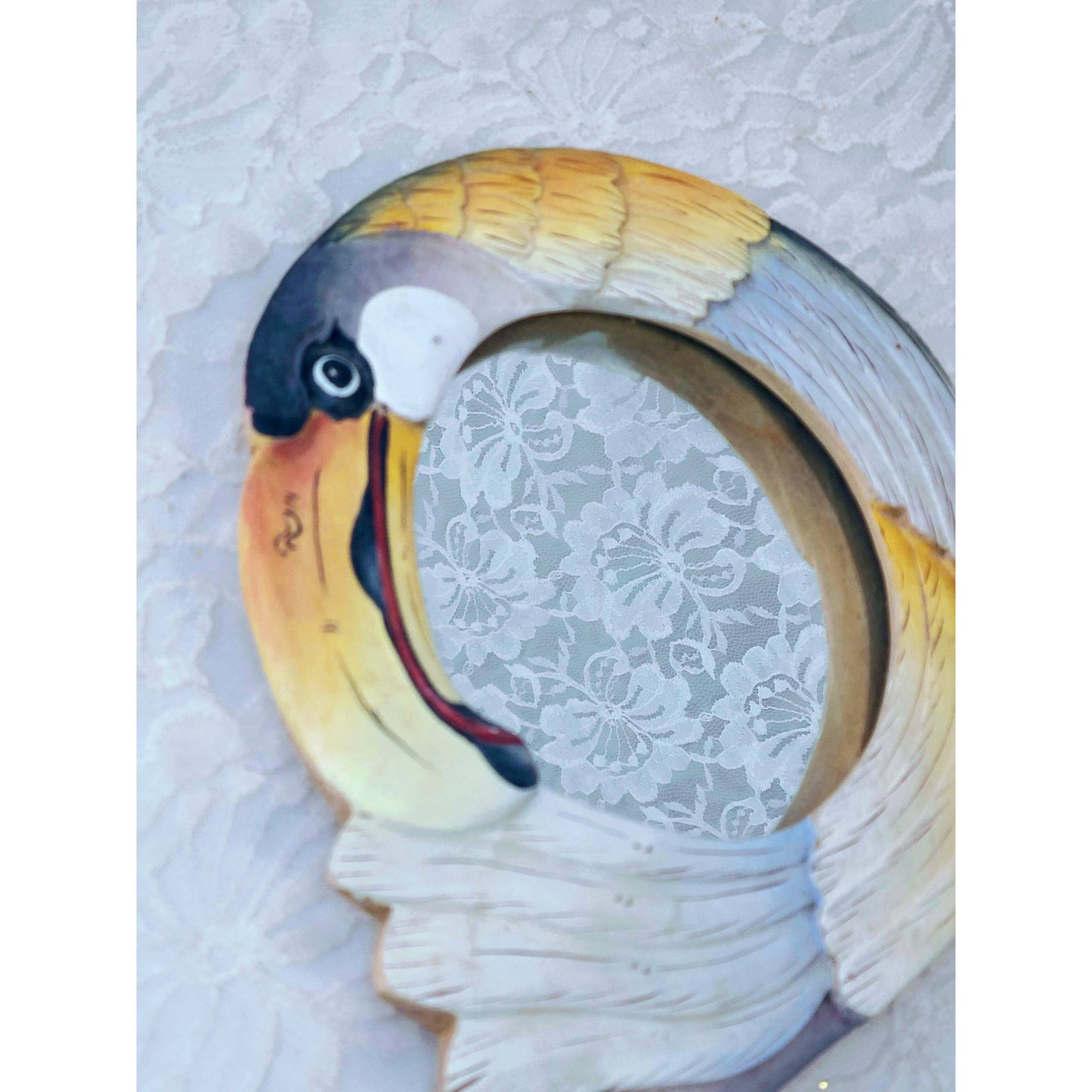 Hand Painted Wooden Hand Mirror ~Made in Bali, Indonesia ~ Beautiful Vanity Decor ~ Tropical ~ Bird