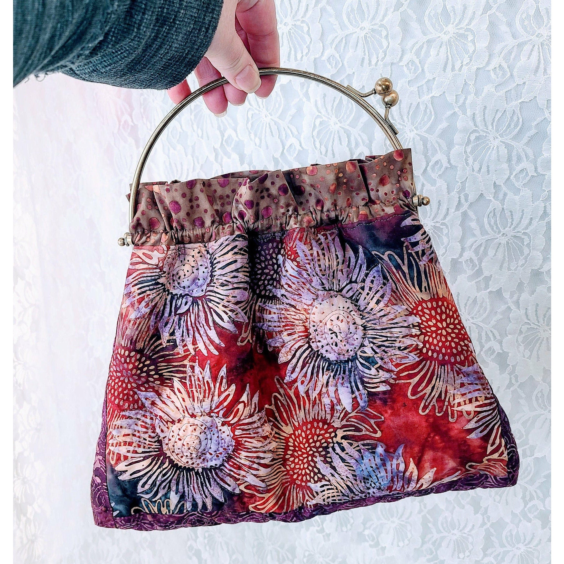 Handmade Purse Vintage Style Clasp Clutch Handbag Sewing Makeup FugitiveKatCreations Boutique