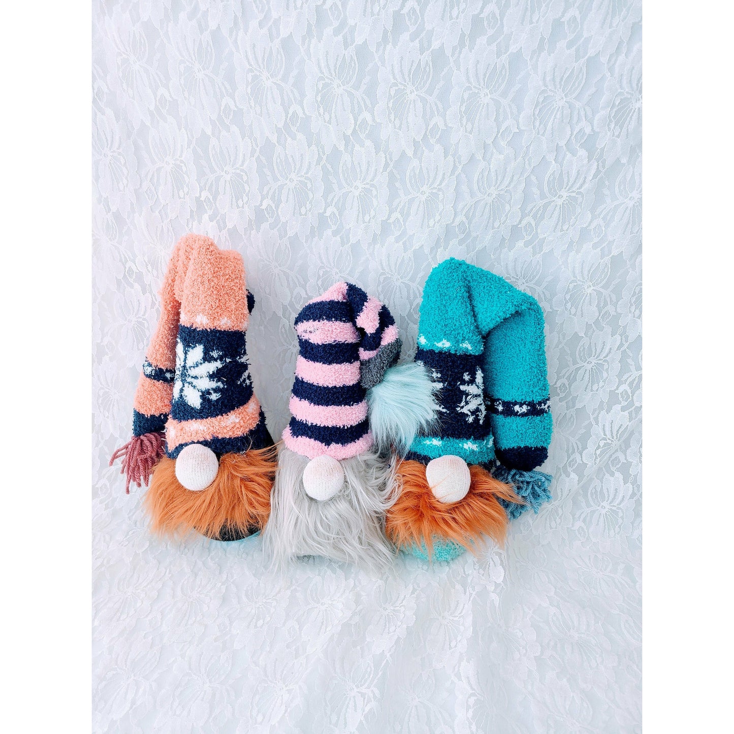 Set of Three (3) Handmade Nordic Sock Gnomes ~ Woodland Elf Gnomes ~ Christmas Decorations ~ Or Give Them As Gifts!