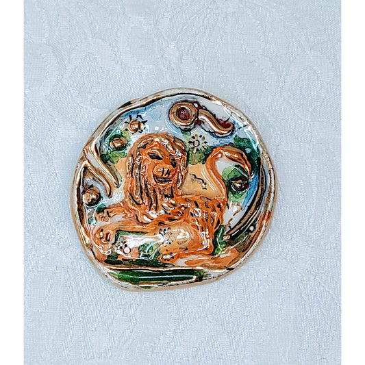 LEO Zodiac Weird and Cool! Amazing Handmade Clay Brooch ~ Handmade ~ OOAK Art Brooch ~ LEO Zodiac Jewelry ~ Zodiac Sign Leo