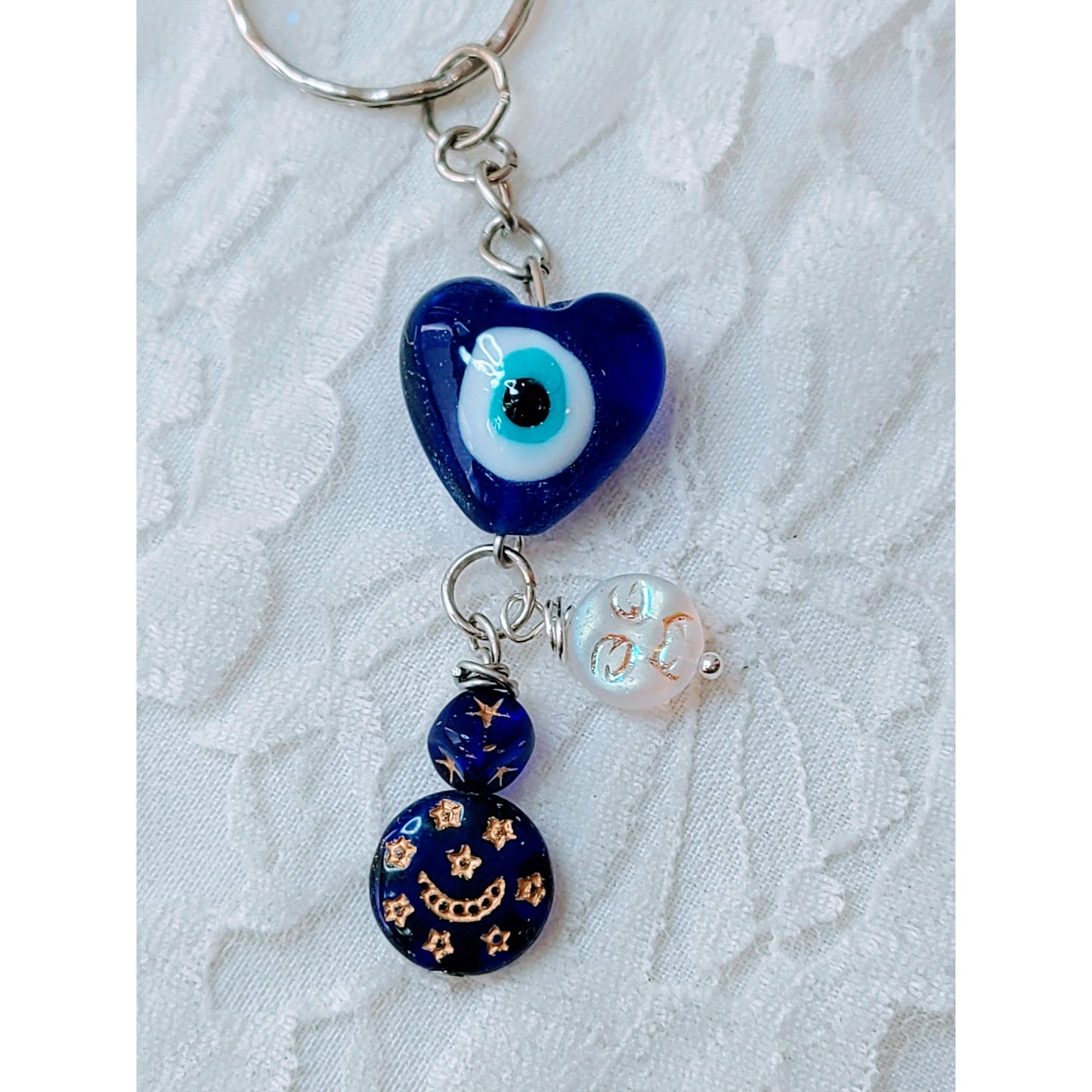 One (1) Evil Eye Amulet Keychain ~ Hamsa Hand, Hamesh, Hamesh Hand, Khamsa, and/or Hand of Fatima ~ Evil Eye Protection Amulet